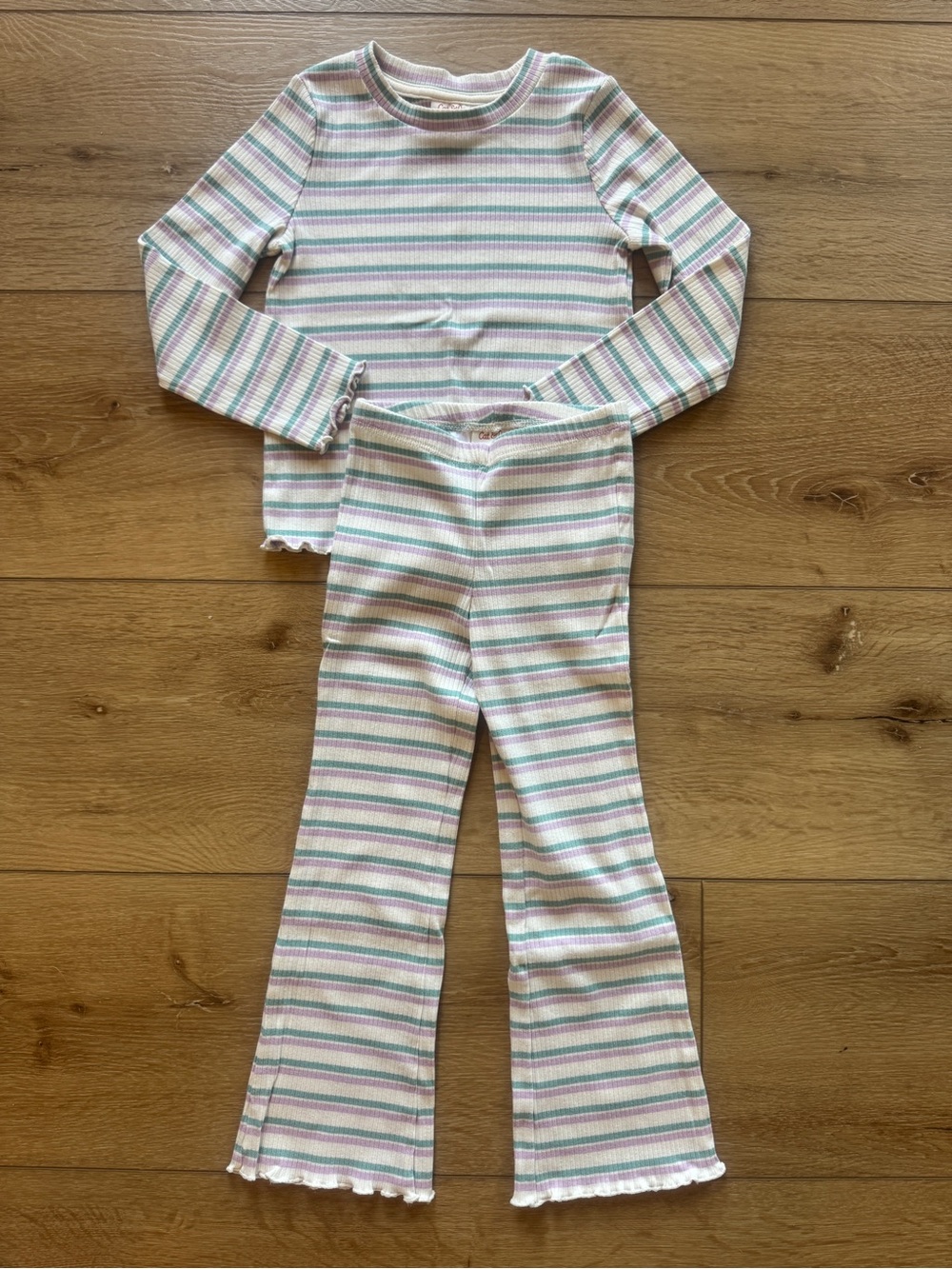 Cat & Jack Pastel Stripe Long Sleeve Set - Purple, Green